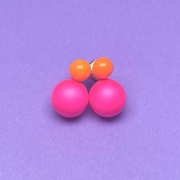 Doppel-Ohstecker orange & neon pink BaBa jewellery for happiness